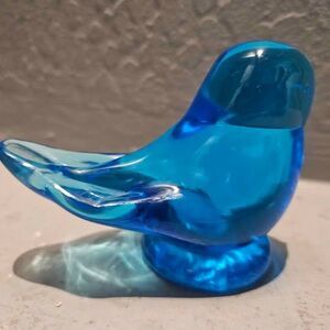 Signed 1991 Bluebird of Happiness Glass Bird Paperweight